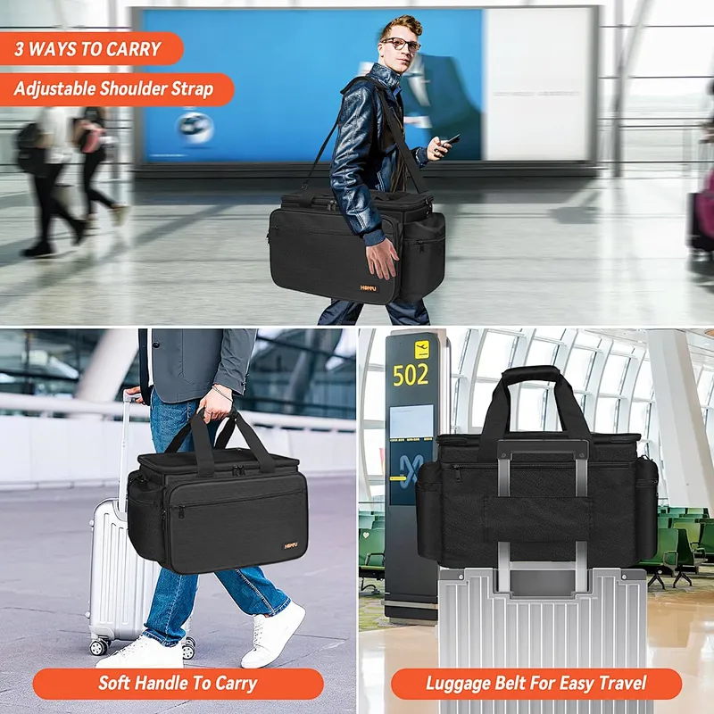 HOMFU DJ bag for equipment DJ cable file bag gig gear bag with Removable Divider DJ Cable organizer Case Travel gear bag for musicians cables accessions equipment